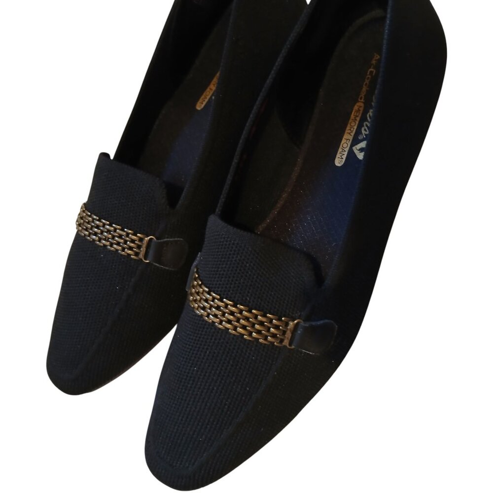 SKECHERS Black Loafers with Brass Chain Detail 8M - Picture 4 of 8
